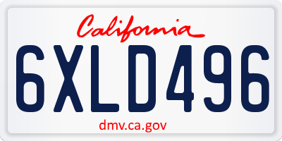 CA license plate 6XLD496