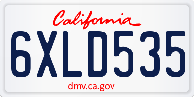 CA license plate 6XLD535