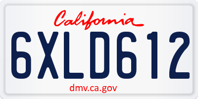 CA license plate 6XLD612