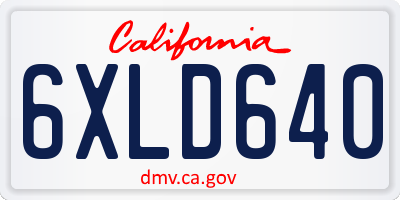 CA license plate 6XLD640