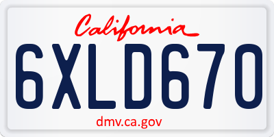CA license plate 6XLD670