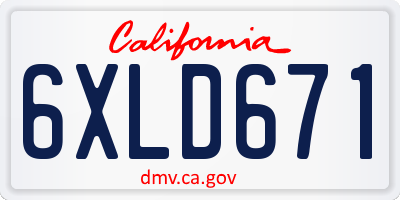 CA license plate 6XLD671