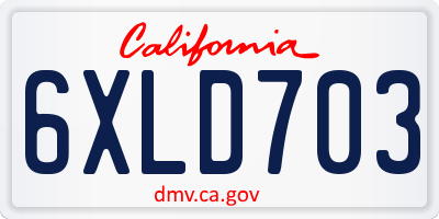 CA license plate 6XLD703