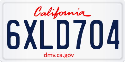 CA license plate 6XLD704