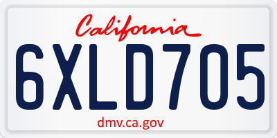 CA license plate 6XLD705