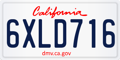 CA license plate 6XLD716