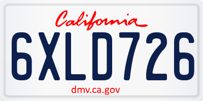 CA license plate 6XLD726