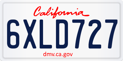 CA license plate 6XLD727