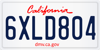 CA license plate 6XLD804