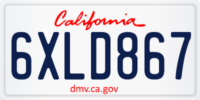 CA license plate 6XLD867
