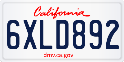 CA license plate 6XLD892