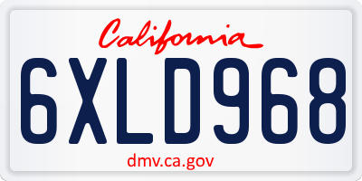 CA license plate 6XLD968