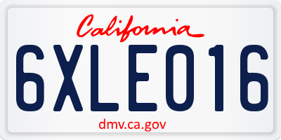 CA license plate 6XLE016