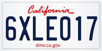 CA license plate 6XLE017