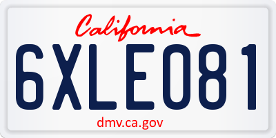 CA license plate 6XLE081