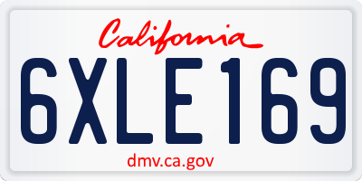 CA license plate 6XLE169