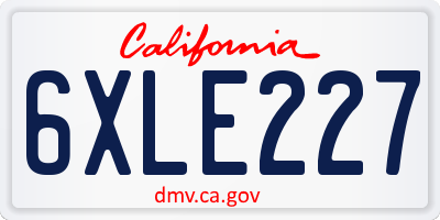 CA license plate 6XLE227