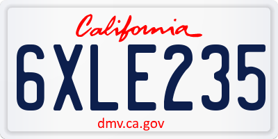 CA license plate 6XLE235