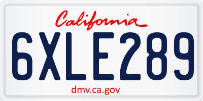CA license plate 6XLE289