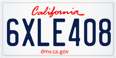 CA license plate 6XLE408