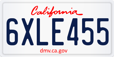 CA license plate 6XLE455