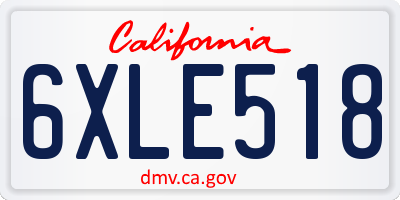 CA license plate 6XLE518