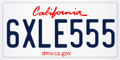 CA license plate 6XLE555