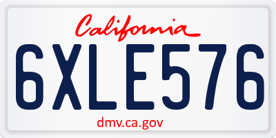 CA license plate 6XLE576