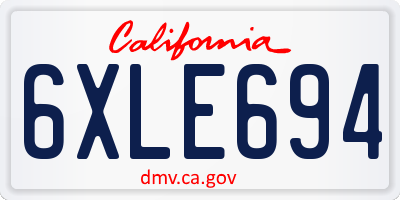 CA license plate 6XLE694