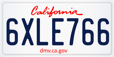 CA license plate 6XLE766
