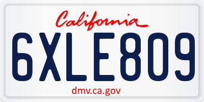 CA license plate 6XLE809