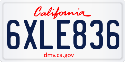 CA license plate 6XLE836