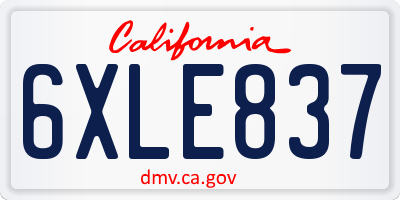 CA license plate 6XLE837