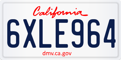 CA license plate 6XLE964