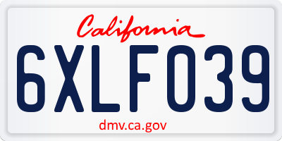 CA license plate 6XLF039