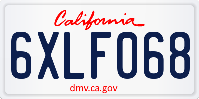 CA license plate 6XLF068