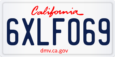 CA license plate 6XLF069