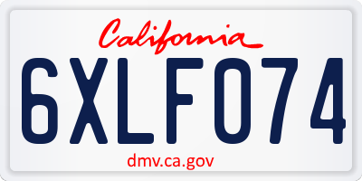 CA license plate 6XLF074