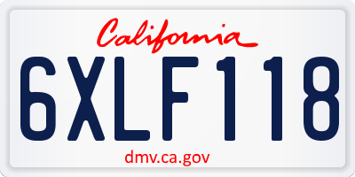 CA license plate 6XLF118