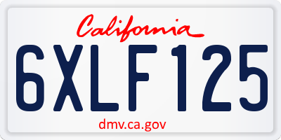 CA license plate 6XLF125