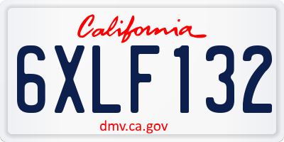 CA license plate 6XLF132