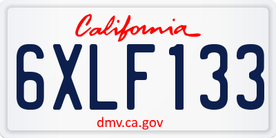 CA license plate 6XLF133