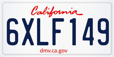CA license plate 6XLF149