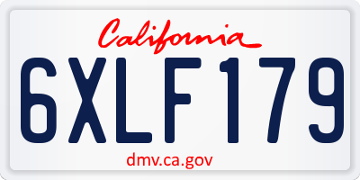 CA license plate 6XLF179