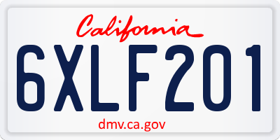 CA license plate 6XLF201