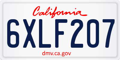 CA license plate 6XLF207