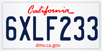 CA license plate 6XLF233
