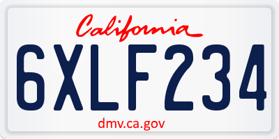CA license plate 6XLF234