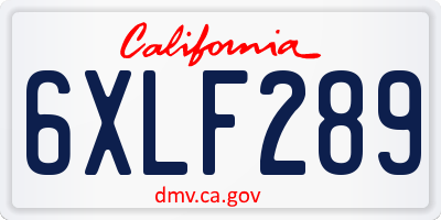 CA license plate 6XLF289