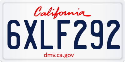 CA license plate 6XLF292
